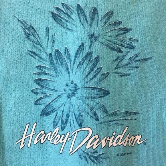 90s Vtg Harley Davidson Flowers Maryland Crop Top - Picture 3 of 4